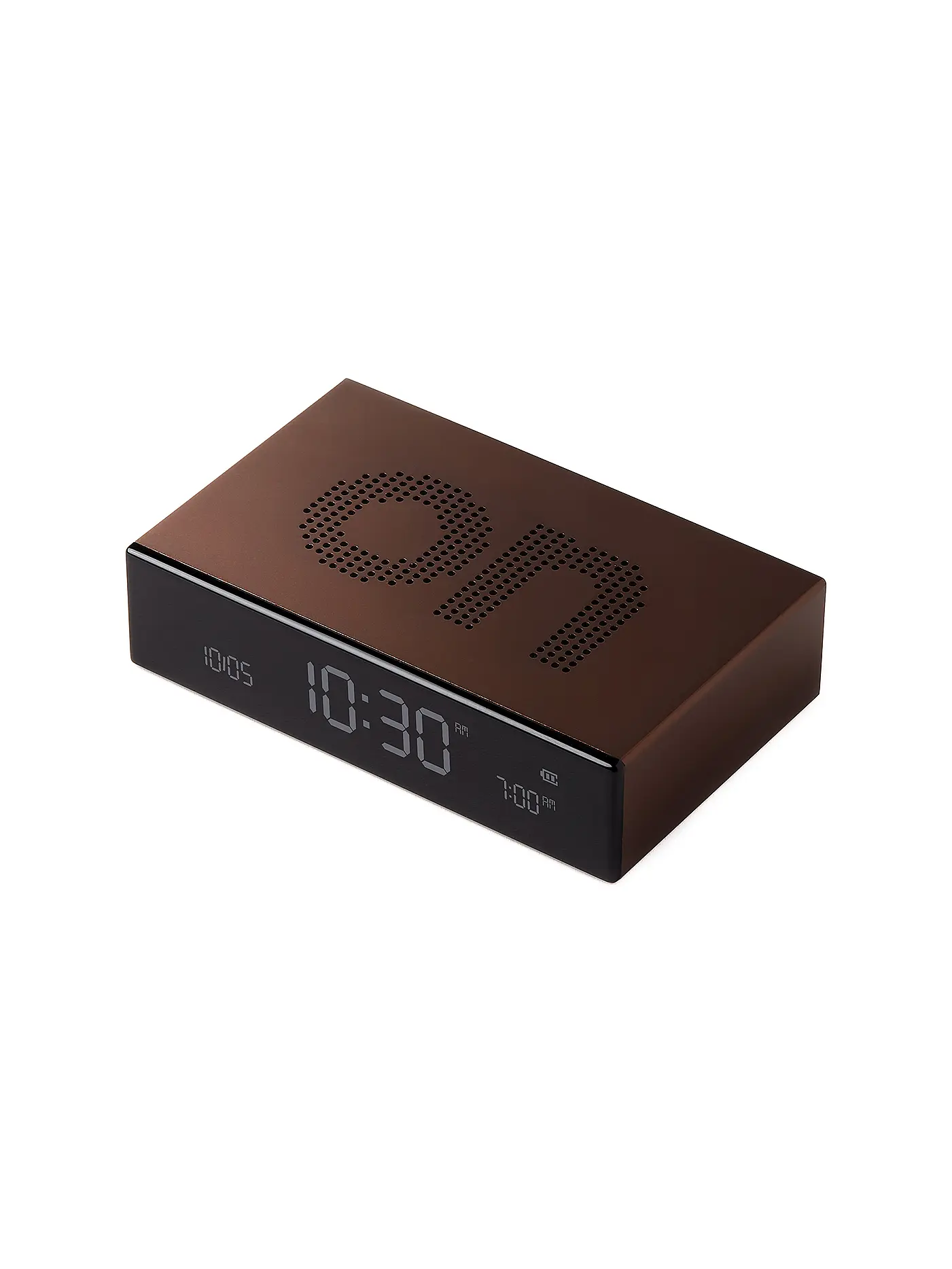 LEXON | Wecker FLIP PREMIUM 10x6,5cm Gun Metal | braun